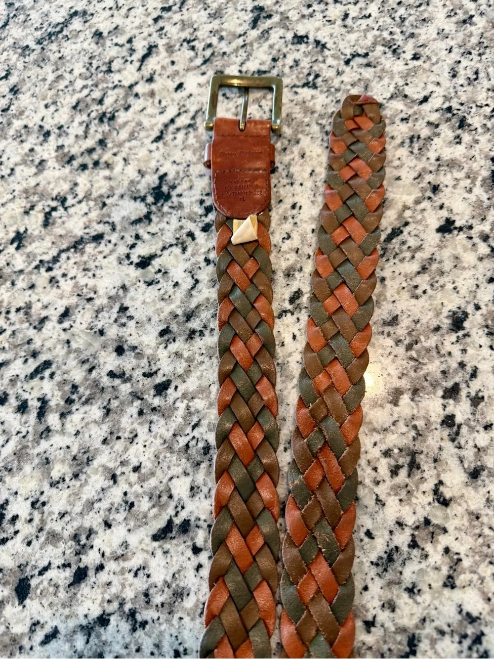 Tommy Bahama Woven Genuine Leather Belt Size XL 42-44 Brown